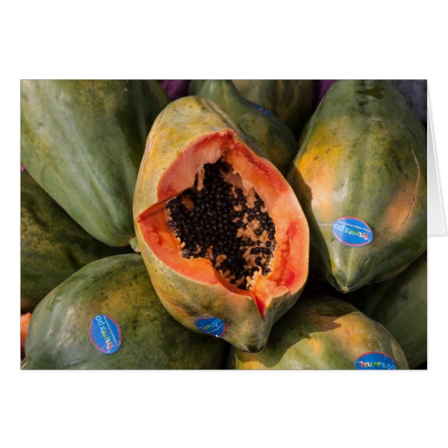 Tarjeta de felicitación Papaya Fruit Sliced Open B (Anverso (Horizontal))