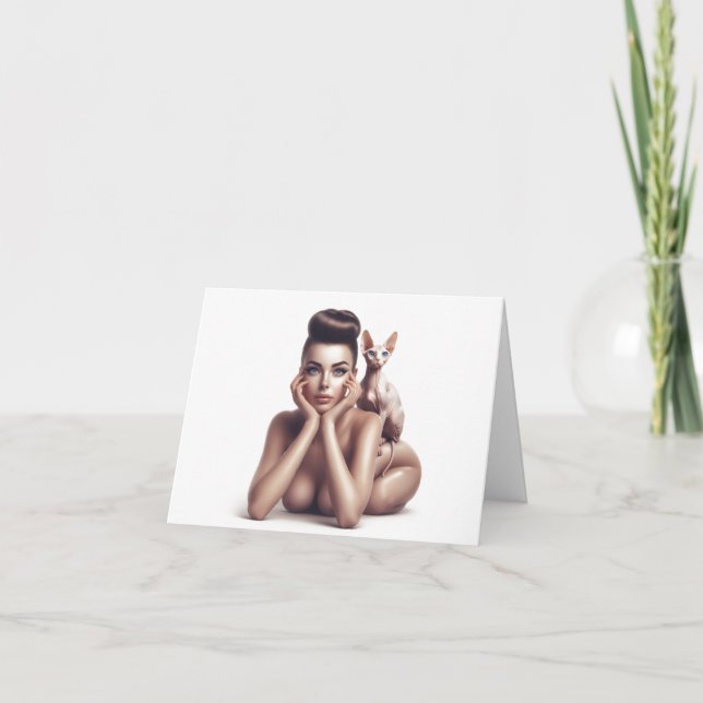 Tarjeta de felicitación para adulto Sphynx con act (Anverso)