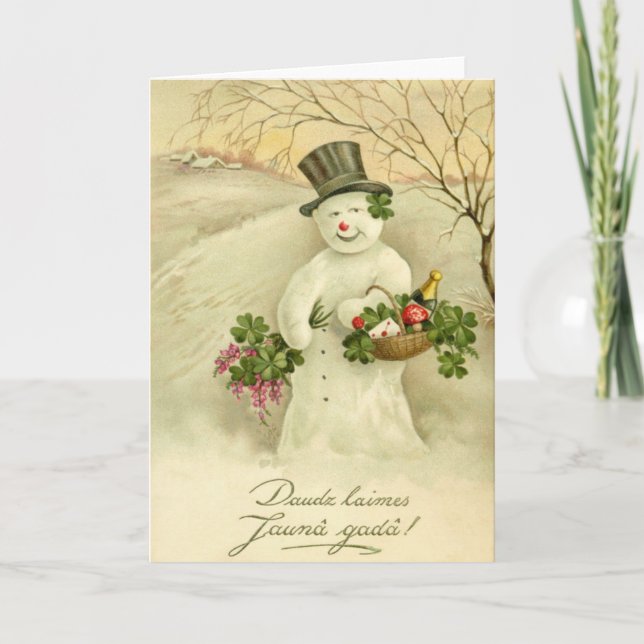 Tarjeta de felicitación para Año Nuevo del Hombre  (Anverso)