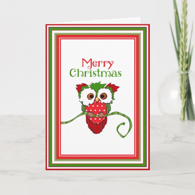 Tarjeta de felicitación para aves de Owl navidades (Anverso)