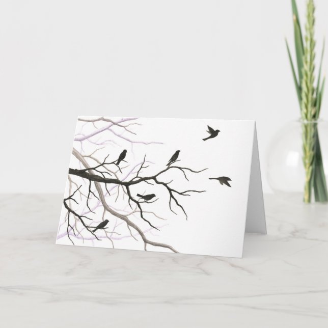 Tarjeta de felicitación para aves y ramas (Anverso)