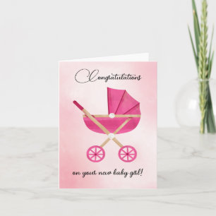 Tarjeta de felicitación para bebé, actriz rosa