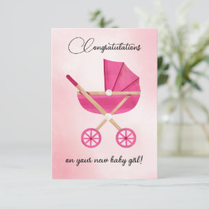 Tarjeta de felicitación para bebé, actriz rosa