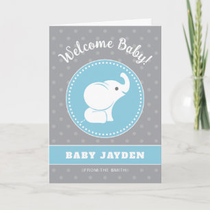 Tarjeta de felicitación para bebé con elefante