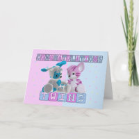 Tarjeta de felicitación para bebé gemelo