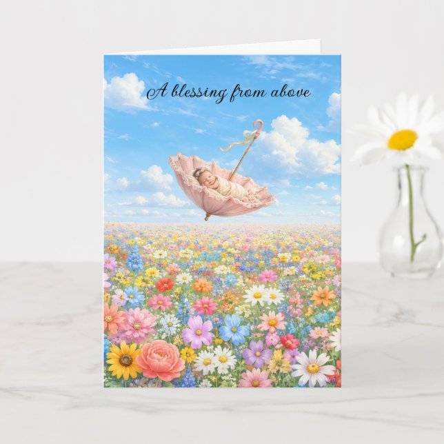 Tarjeta de Felicitación para Bebé Niña (Planta pequeña)