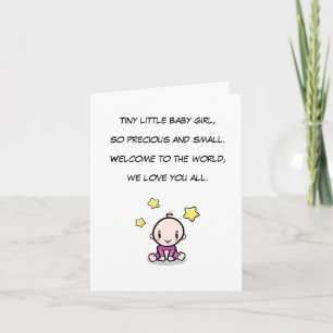 Tarjeta de felicitación para bebé, saludo de Chica