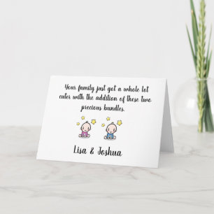Tarjeta de Felicitación para Bebés Gemelos, Gemelo