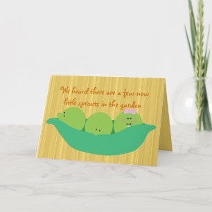 Tarjeta de felicitación para bebés triplet Pea Pal