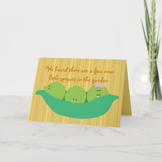 Tarjeta de felicitación para bebés triplet Pea Pal (Anverso)