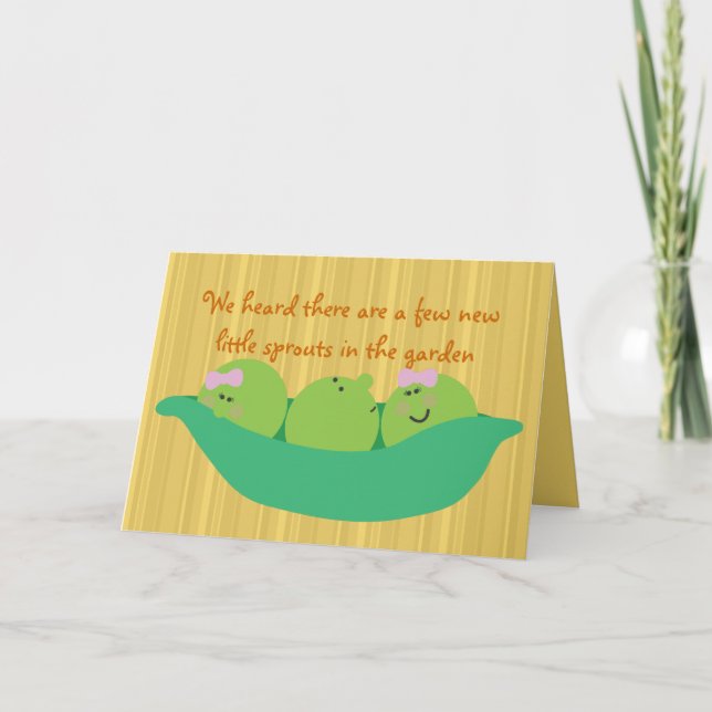 Tarjeta de felicitación para bebés triplet Pea Pal (Anverso)