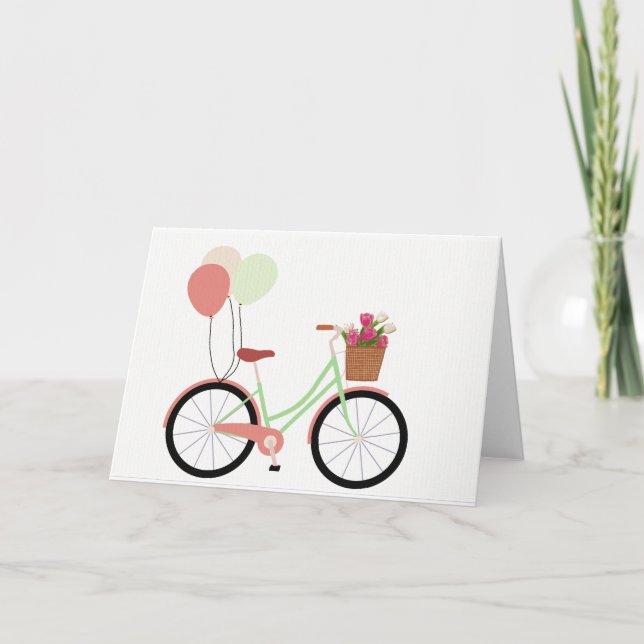 Tarjeta de felicitación para bicicleta de primaver (Anverso)