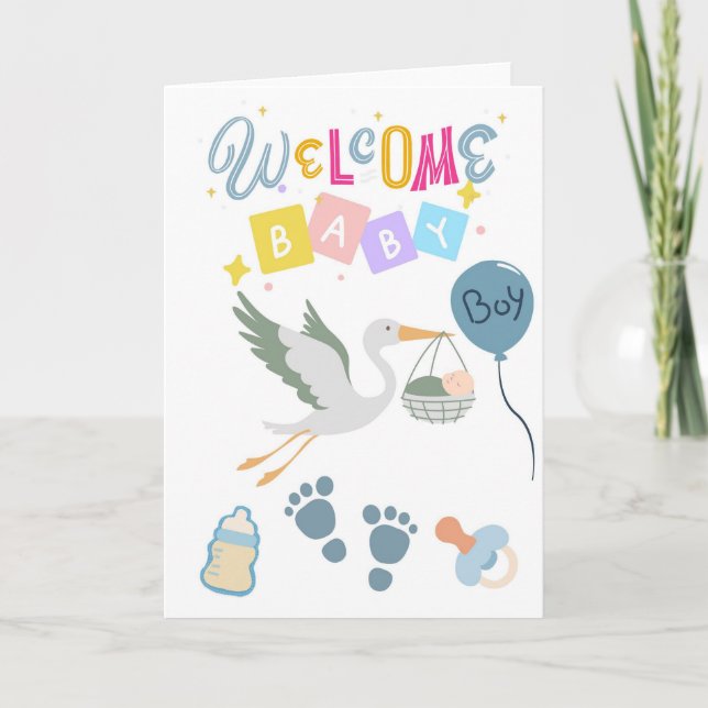 Tarjeta de Felicitación para Bienvenida de Bebé Ni (Anverso)