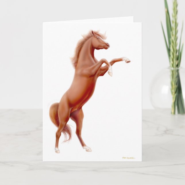 Tarjeta de felicitación para caballos de castaño d (Anverso)