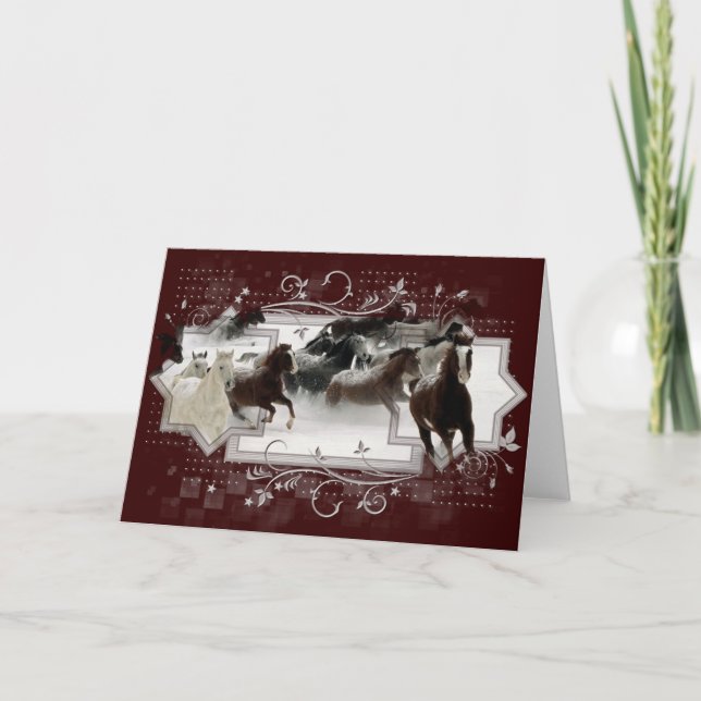 Tarjeta de felicitación para caballos de invierno (Anverso)