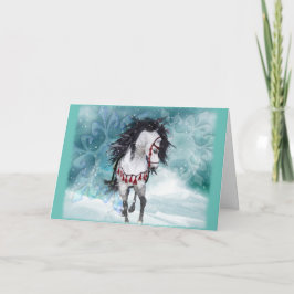 Tarjeta de felicitación para caballos de nieve