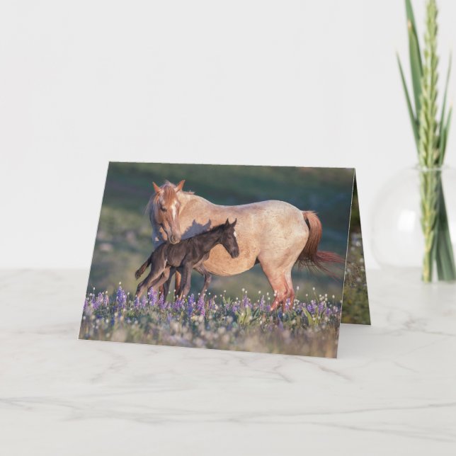 Tarjeta de felicitación para caballos salvajes - E (Anverso)