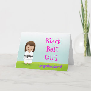 Tarjeta de felicitación para chica cinturón negro 