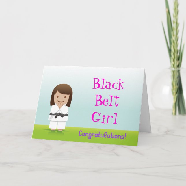Tarjeta de felicitación para chica cinturón negro  (Anverso)