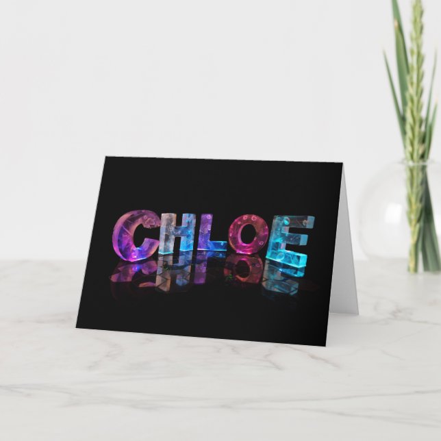 Tarjeta de felicitación para Chloe en las luces 3D (Anverso)