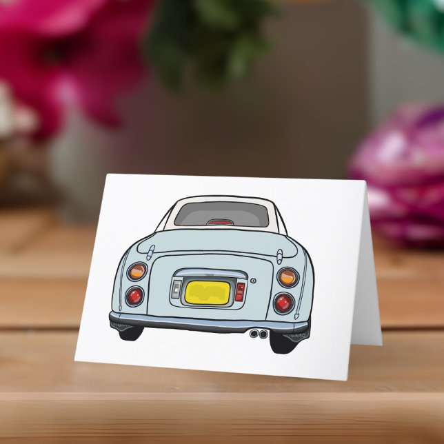 Tarjeta de felicitación para coches Pale Aqua Figa (A cute pale aqua blue figaro car blank greeting card perfect for any occasion)