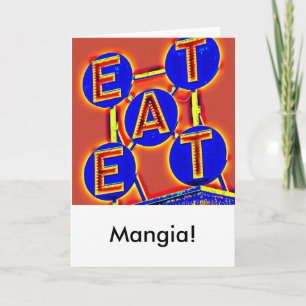 tarjeta de felicitación para comer/mangia