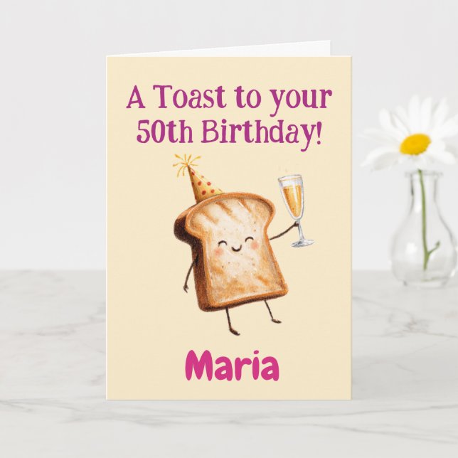 Tarjeta de Felicitación para Cumpleaños 50, Toast  (Planta pequeña)