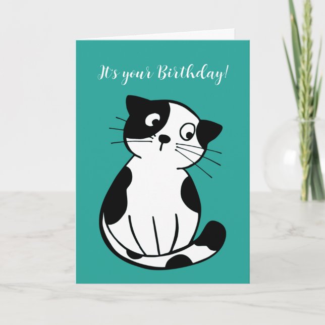 Tarjeta de felicitación para diseño de gato de Tux (Anverso)