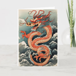 Tarjeta de felicitación para dragón de Año Nuevo c
