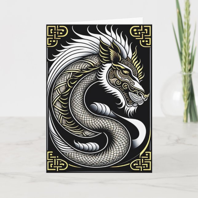 Tarjeta de felicitación para dragón de Año Nuevo c (Anverso)