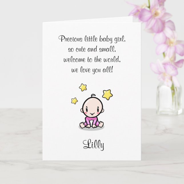 Tarjeta de felicitación para el bebé W. Text & Chi (Orquídea)