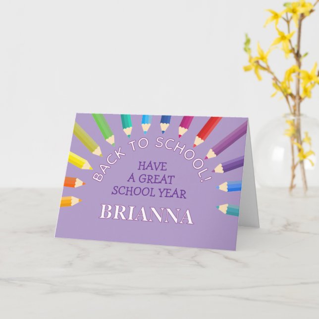 Tarjeta de felicitación para el nuevo año escolar (flor amarilla)