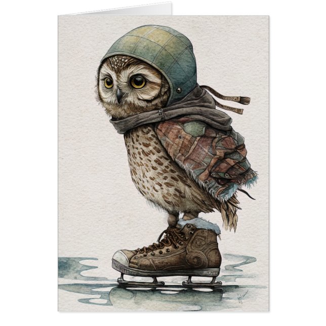 Tarjeta de felicitación para el patinaje sobre hie (Frente)