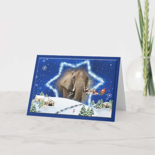 Tarjeta de felicitación para elefantes Navidades a (Anverso)