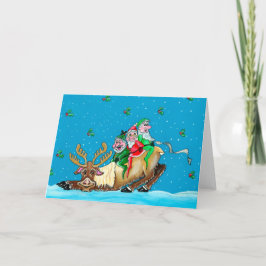 Tarjeta de felicitación para elfos y Navidades ren