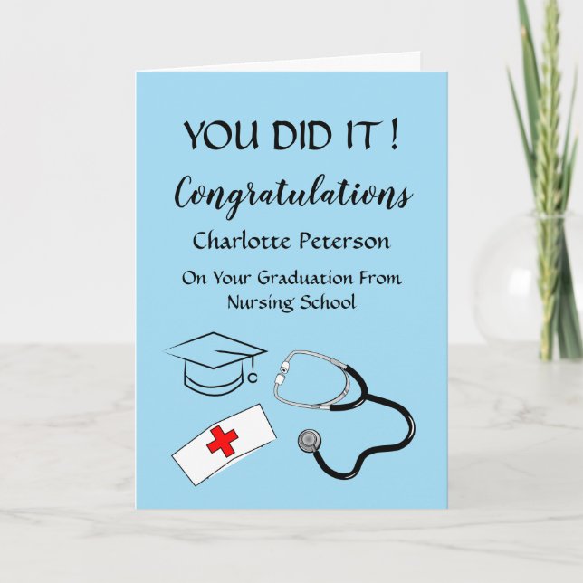 Tarjeta de felicitación para enfermera de graduaci (Anverso)