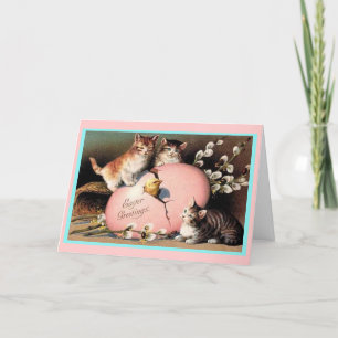 Tarjeta de felicitación para gatitos de Pascua de 