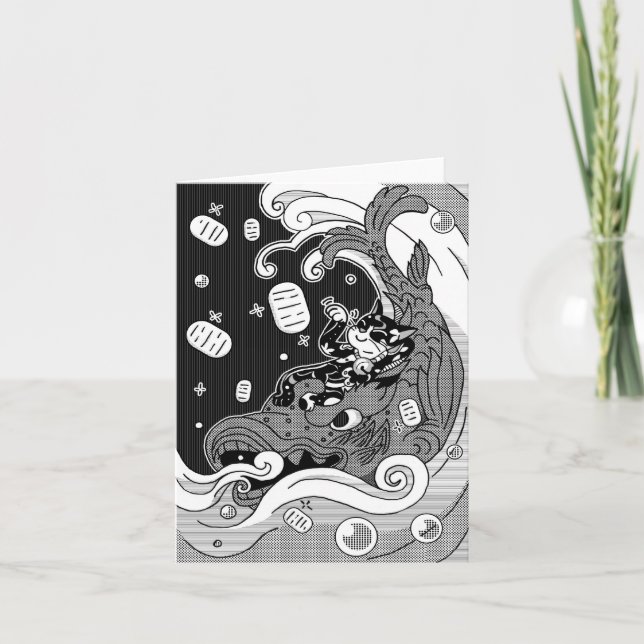 Tarjeta de felicitación para gatos afortunados (Anverso)