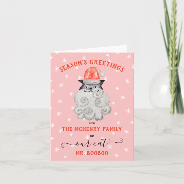 Tarjeta de felicitación para gatos de Santa Navida (Anverso)