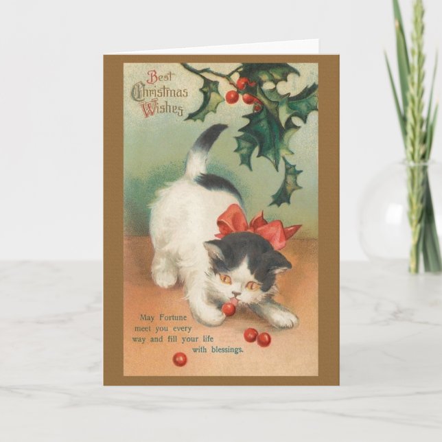 Tarjeta de felicitación para gatos Navidades de Vi (Anverso)