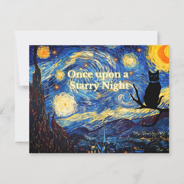 Tarjeta de felicitación para gatos Starry Night Vi (Anverso)