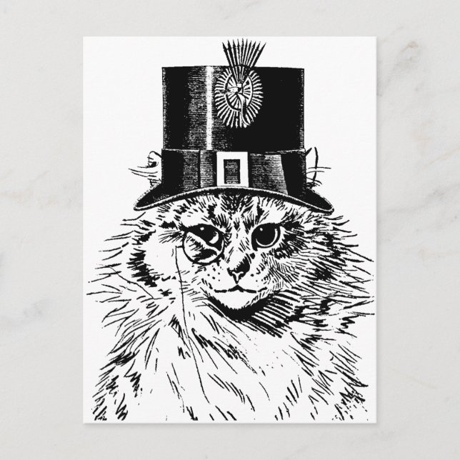Tarjeta de felicitación para gatos Steampunk, Kitt (Anverso)