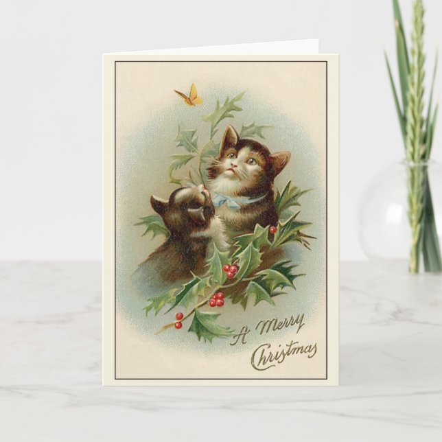 Tarjeta de felicitación para gatos y Navidades de  (Anverso)