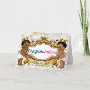 Tarjeta de felicitación para gemelos africanos Niñ