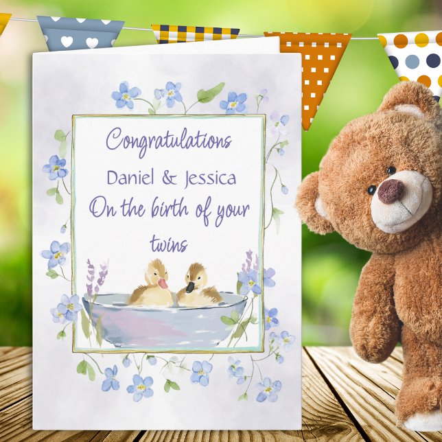 Tarjeta de Felicitación para Gemelos Patitos Bebé (Subido por el creador)