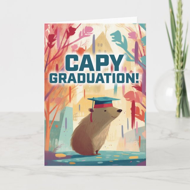 Tarjeta de felicitación para graduación Capy de Ca (Anverso)