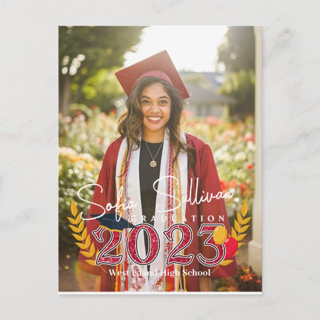 Tarjeta de felicitación para graduación de escuela (Anverso)