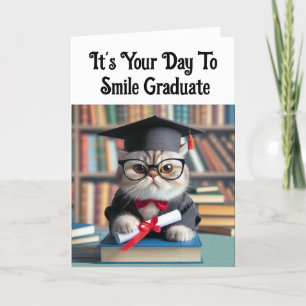 Tarjeta de felicitación para graduación de gato