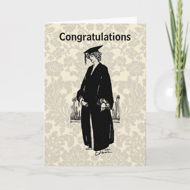 Tarjeta de Felicitación para Graduado Vintage (Anverso)