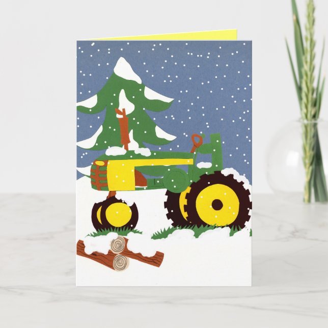 Tarjeta de felicitación para invierno Tractor (Anverso)